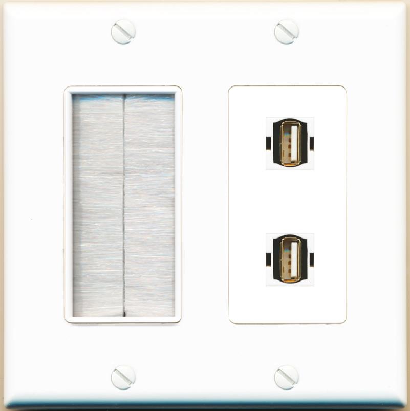 2 USB2 Wall Plate [White]