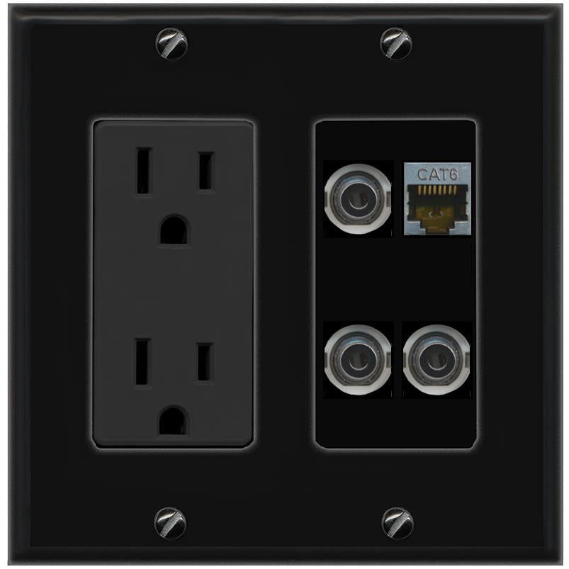 3 3.5mm CAT6-SHIELDED Wall Plate [Black]