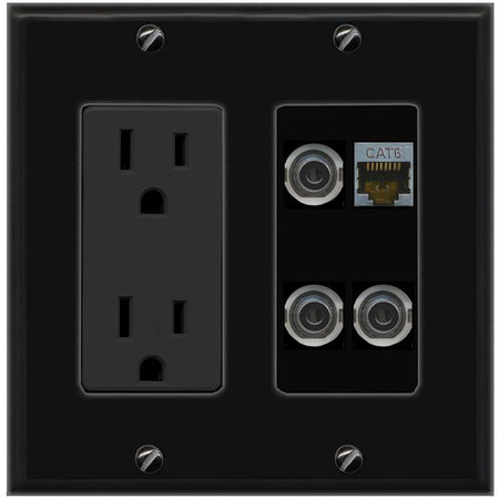 3 3.5mm CAT6-SHIELDED Wall Plate [Black]