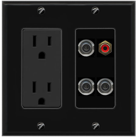 3 3.5mm RCA-RED Wall Plate [Black]