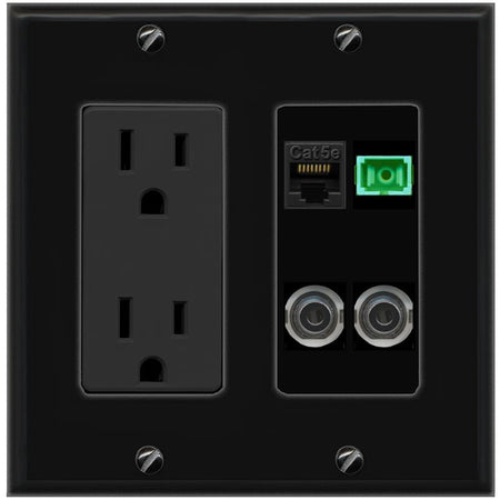 2 3.5mm CAT5E SC-APC-SX Wall Plate [Black]
