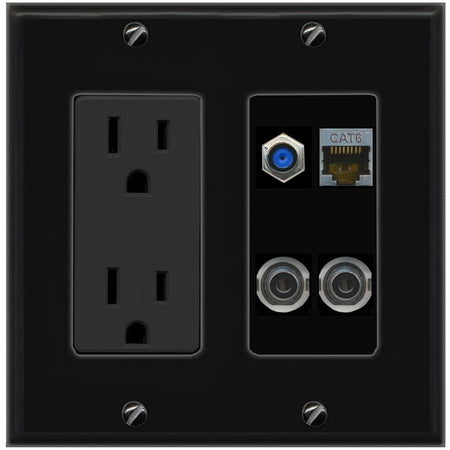 2 3.5mm CAT6-SHIELDED F81 Wall Plate [Black]