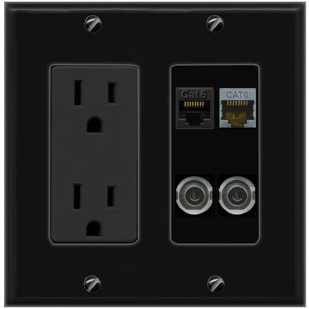 2 3.5mm CAT6 CAT6-SHIELDED Wall Plate [Black]