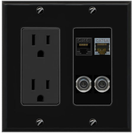 2 3.5mm CAT6 CAT6A Wall Plate [Black]