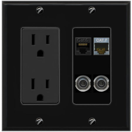 2 3.5mm CAT6 CAT7 Wall Plate [Black]