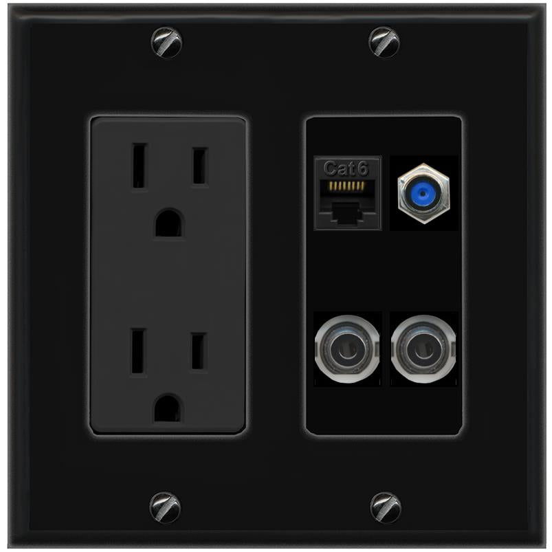 2 3.5mm CAT6 F81 Wall Plate [Black]
