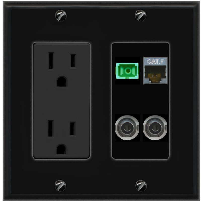 2 3.5mm CAT7 SC-APC-SX Wall Plate [Black]