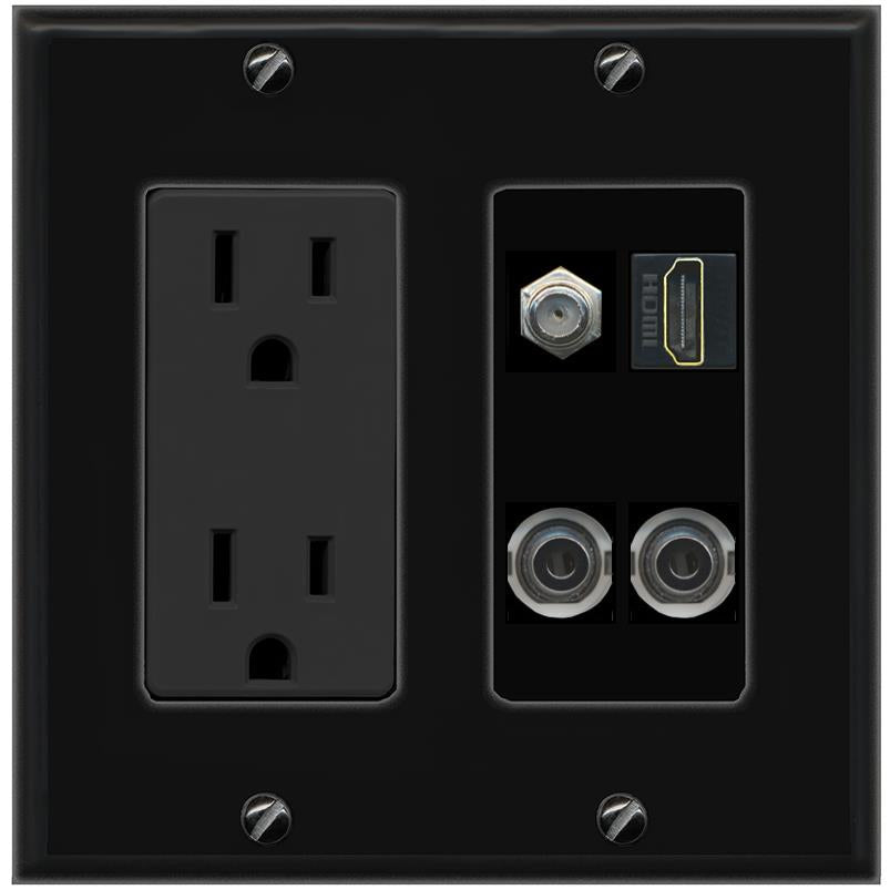 2 3.5mm COAX HDMI Wall Plate [Black]