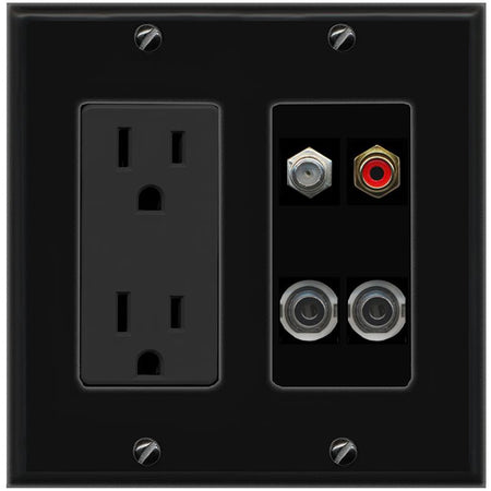2 3.5mm COAX RCA-RED Wall Plate [Black]
