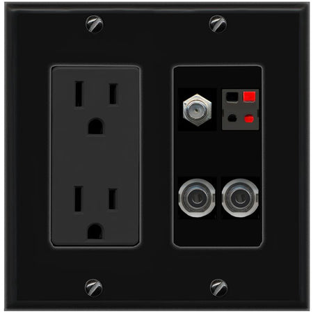2 3.5mm COAX SPEAKER Wall Plate [Black]