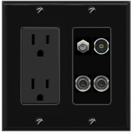 2 3.5mm COAX TOSLINK Wall Plate [Black]