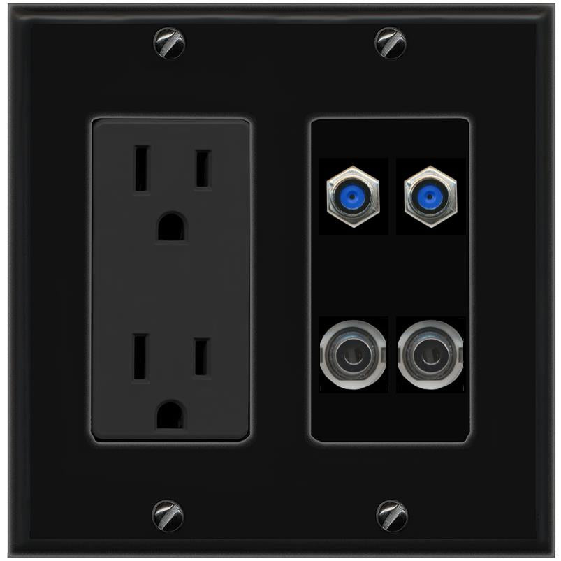 2 3.5mm 2 F81 Wall Plate [Black]