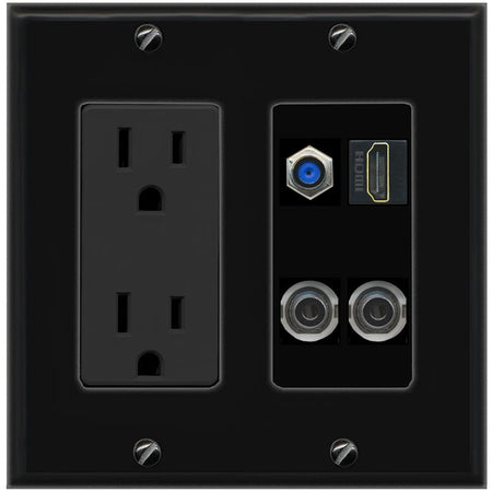 2 3.5mm F81 HDMI Wall Plate [Black]