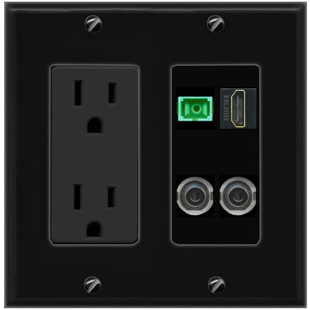 2 3.5mm HDMI SC-APC-SX Wall Plate [Black]