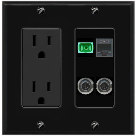 2 3.5mm PHONE SC-APC-SX Wall Plate [Black]