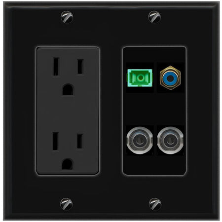 2 3.5mm RCA-BLUE SC-APC-SX Wall Plate [Black]