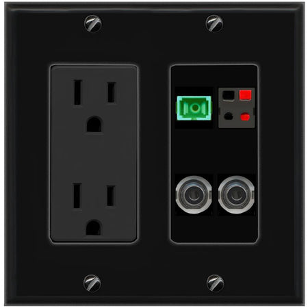 2 3.5mm SC-APC-SX SPEAKER Wall Plate [Black]