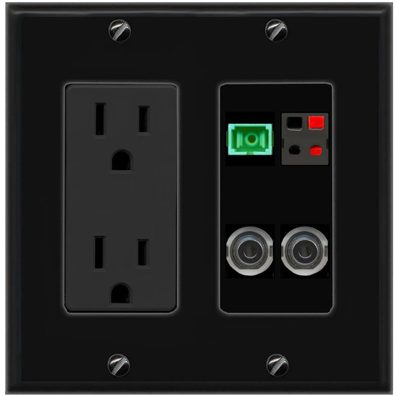 2 3.5mm SC-APC-SX SPEAKER Wall Plate [Black]