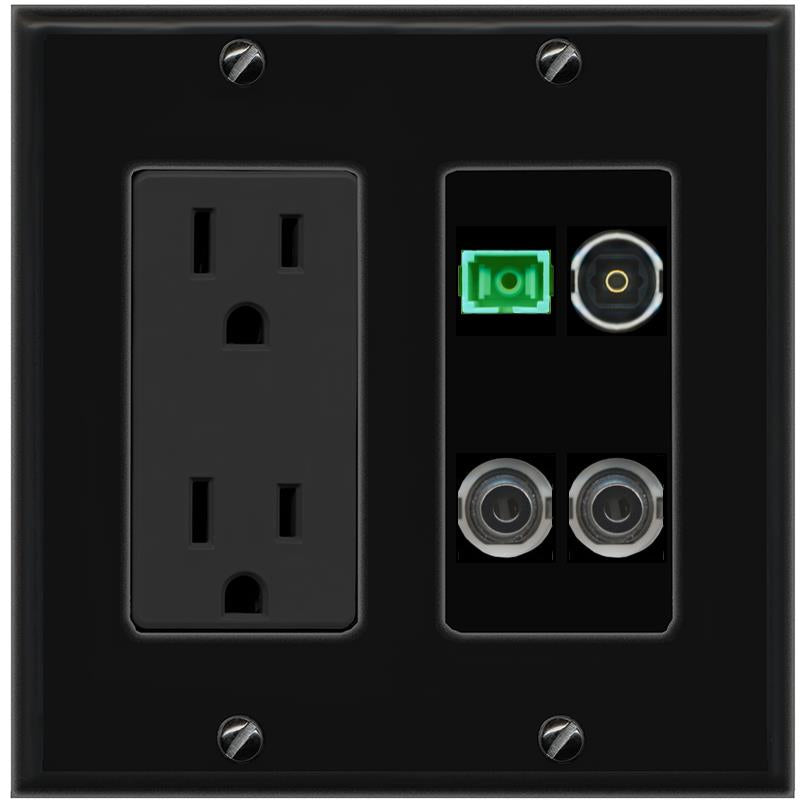 2 3.5mm SC-APC-SX TOSLINK Wall Plate [Black]