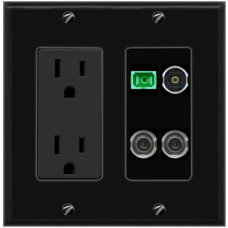 2 3.5mm SC-APC-SX TOSLINK Wall Plate [Black]