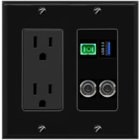 2 3.5mm SC-APC-SX USB-3 Wall Plate [Black]