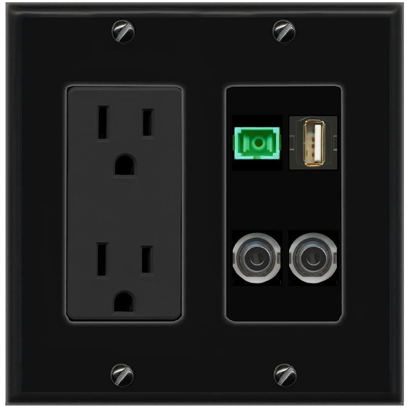 2 3.5mm SC-APC-SX USB2 Wall Plate [Black]