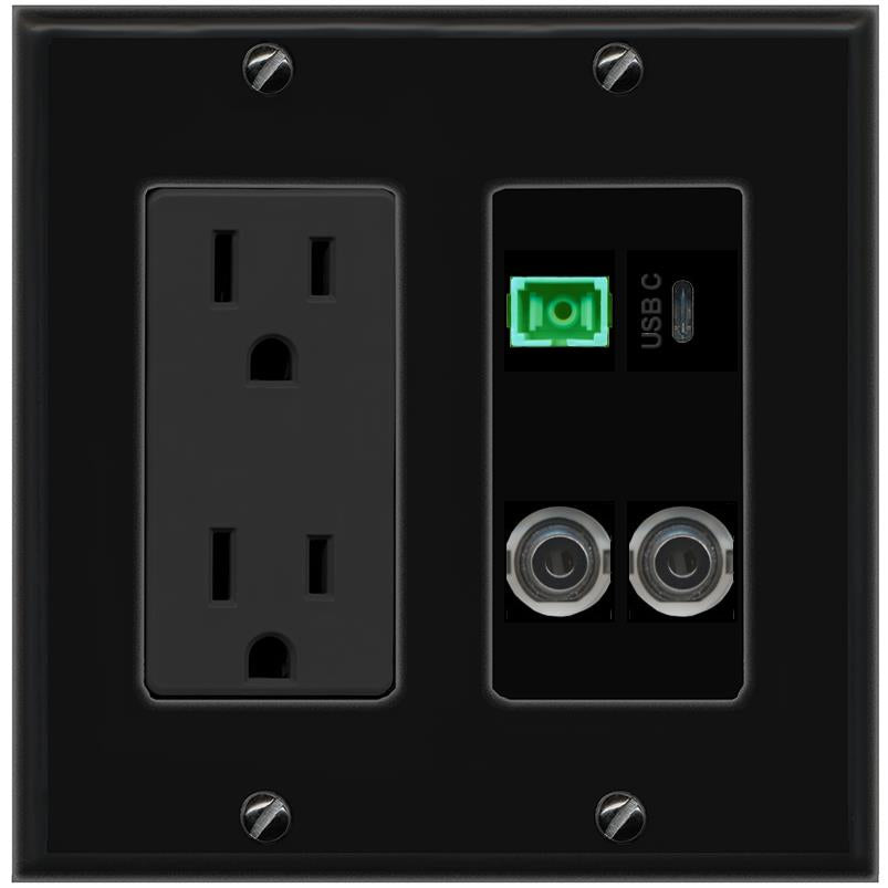 2 3.5mm SC-APC-SX USBC Wall Plate [Black]