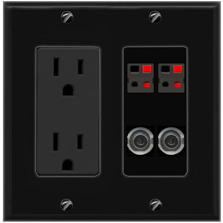 2 3.5mm 2 SPEAKER Wall Plate [Black]