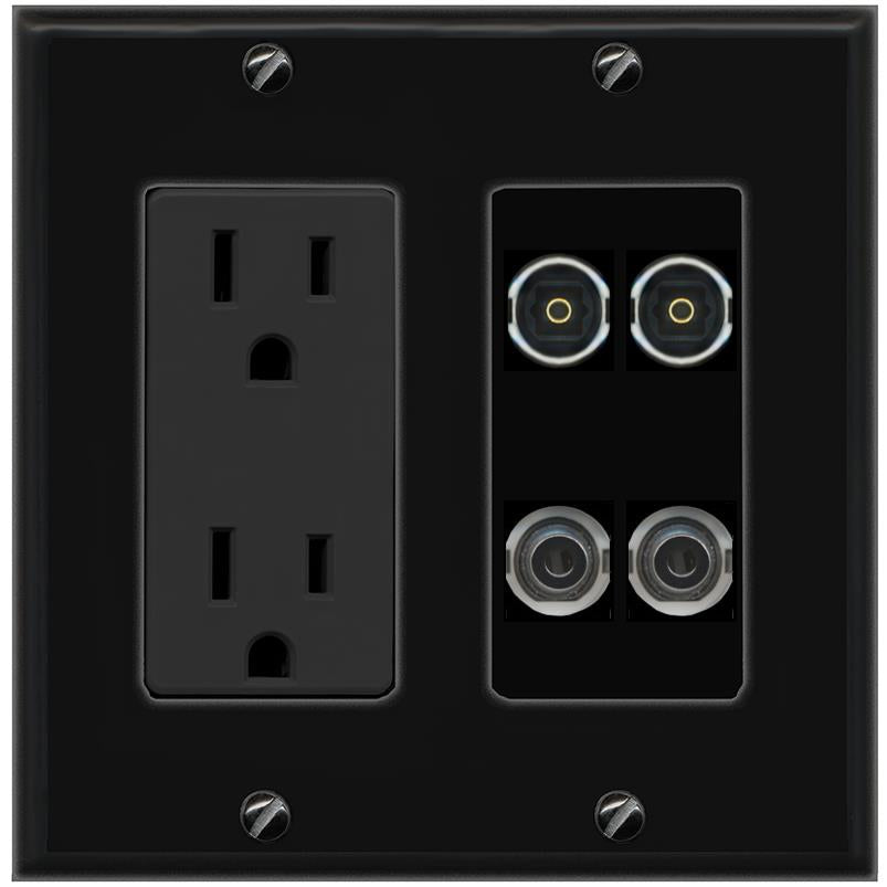 2 3.5mm 2 TOSLINK Wall Plate [Black]