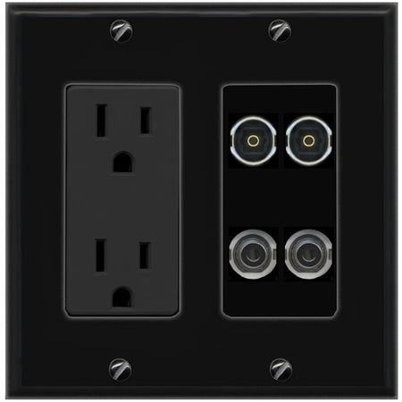 2 3.5mm 2 TOSLINK Wall Plate [Black]