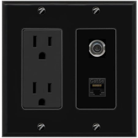 1 3.5mm 1 CAT5E Wall Plate [Black]