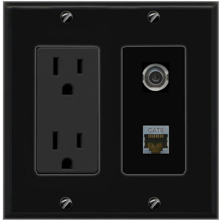1 3.5mm 1 CAT6-SHIELDED Wall Plate [Black]