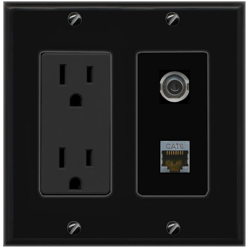 1 3.5mm 1 CAT6-SHIELDED Wall Plate [Black]
