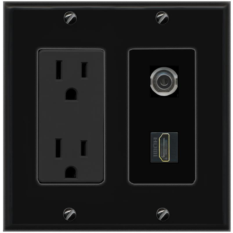1 3.5mm 1 HDMI Wall Plate [Black]