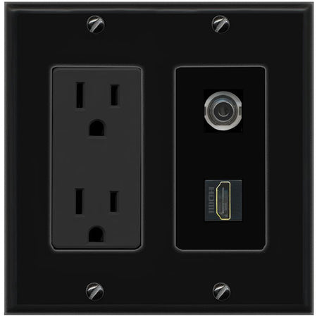 1 3.5mm 1 HDMI Wall Plate [Black]