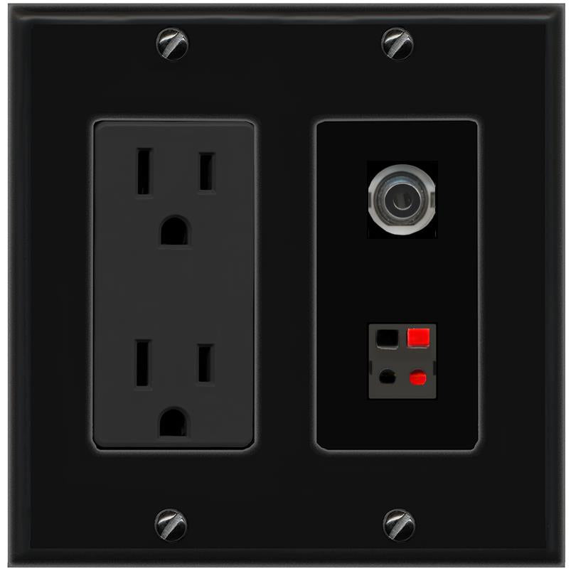1 3.5mm 1 SPEAKER Wall Plate [Black]