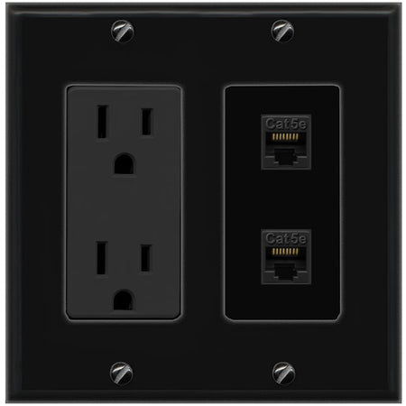 2 CAT5E Wall Plate [Black]