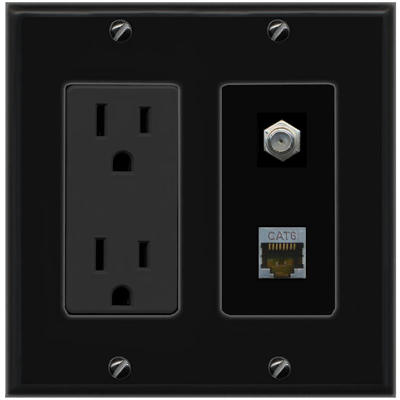1 CAT6-SHIELDED 1 COAX Wall Plate [Black]