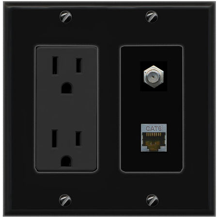 1 CAT6-SHIELDED 1 COAX Wall Plate [Black]
