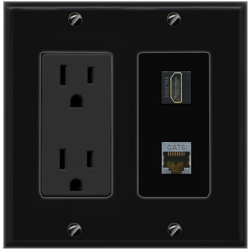 1 CAT6-SHIELDED 1 HDMI Wall Plate [Black]