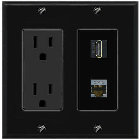 1 CAT6-SHIELDED 1 HDMI Wall Plate [Black]