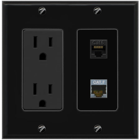 1 CAT6 1 CAT7 Wall Plate [Black]