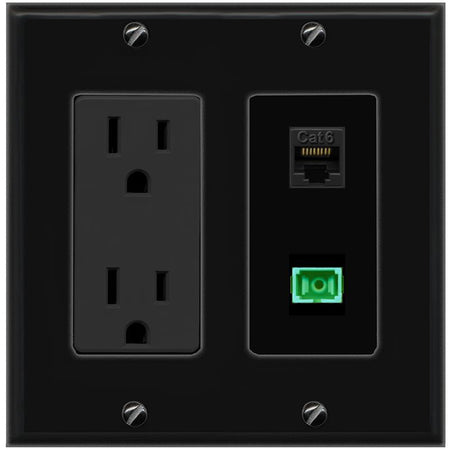 1 CAT6 1 SC-APC-Simplex Wall Plate [Black]