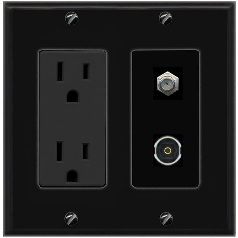 1 COAX 1 TOSLINK Wall Plate [Black]