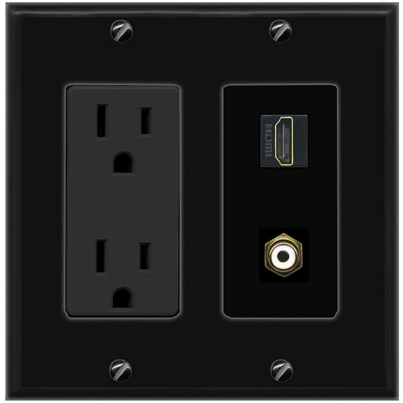 1 HDMI 1 RCA Wall Plate [Black]