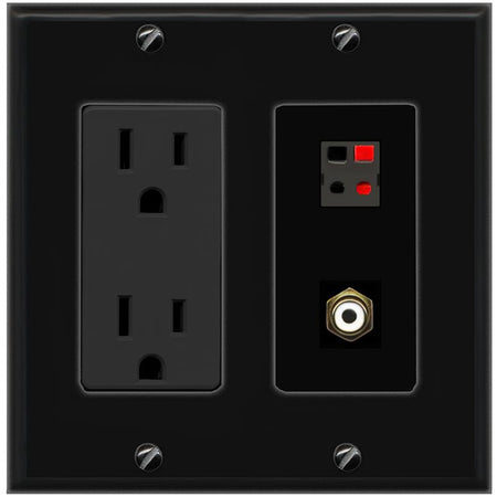 1 RCA 1 SPEAKER Wall Plate [Black]
