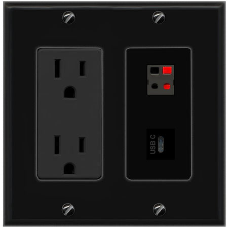 1 SPEAKER 1 USBC Wall Plate [Black]