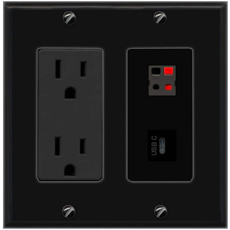 1 SPEAKER 1 USBC Wall Plate [Black]