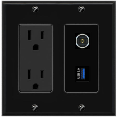 1 TOSLINK 1 USB-3 Wall Plate [Black]