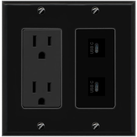 2 USBC Wall Plate [Black]
